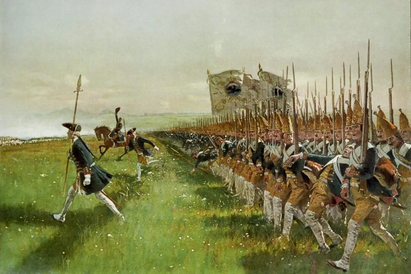 Pruská armáda v lineární formaci 