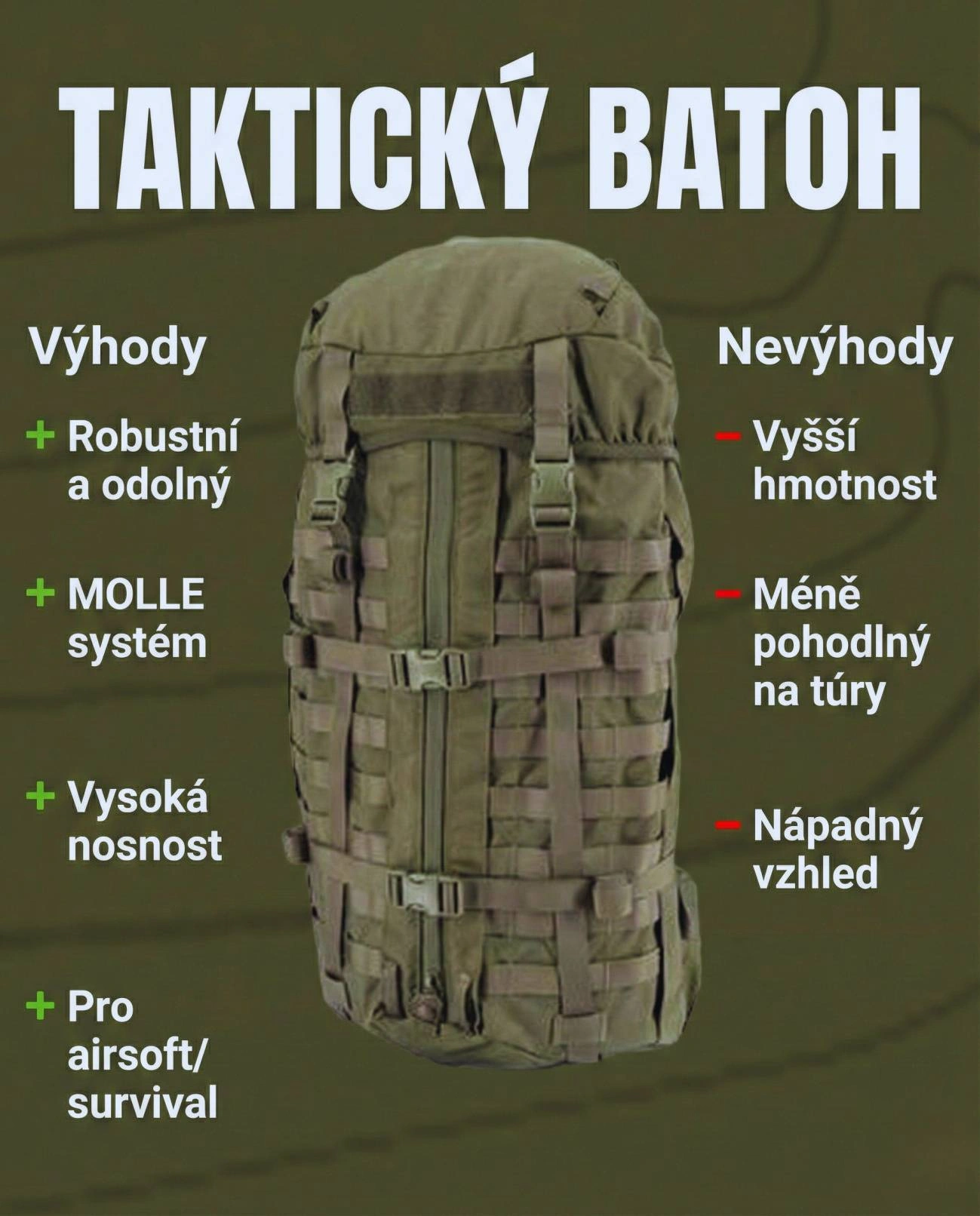 Taktický batoh vúhody a nevýhody
